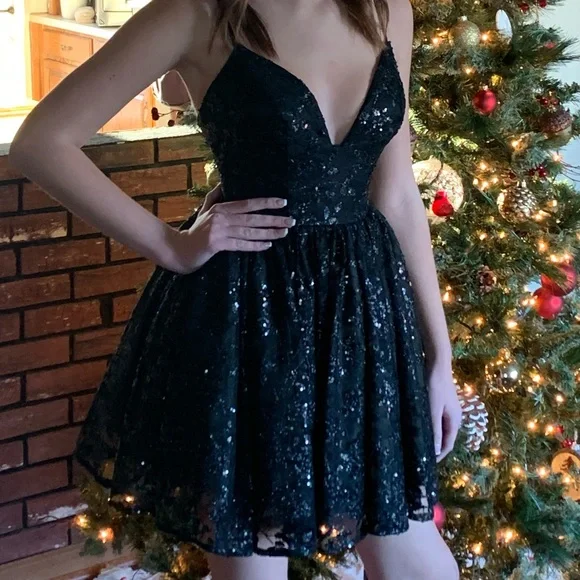 Sherri Hill Black Homecoming or Semi Formal Dress - Picture 1 of 7
